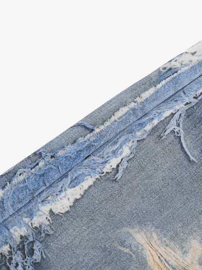 Retro Deconstructed Denim Shorts 