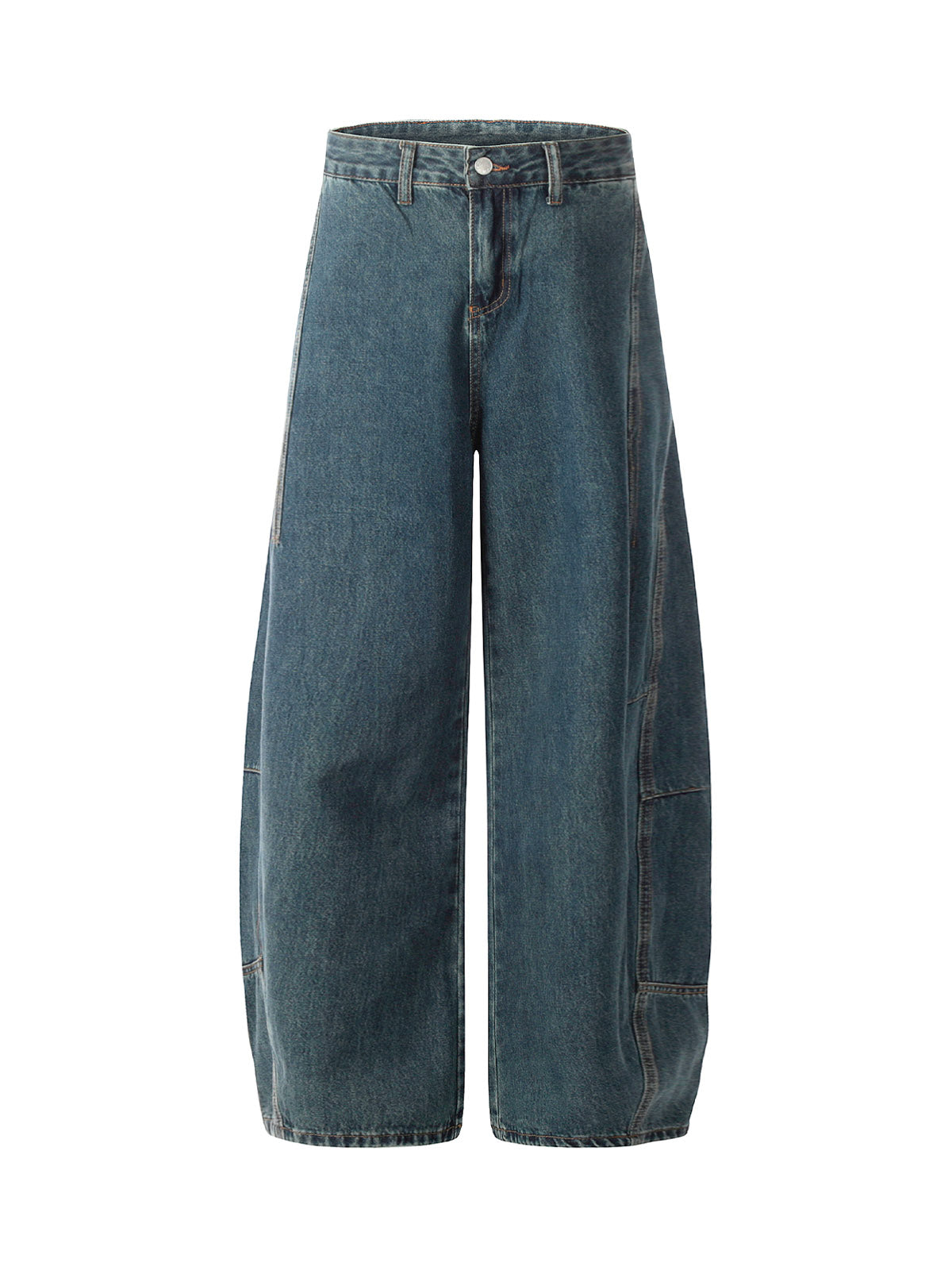 Washed Deconstructed Split Scimitar Baggy Barrel Jeans 