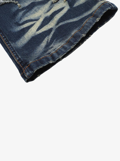 Heavyweight Washed Ripped Flared Jeans