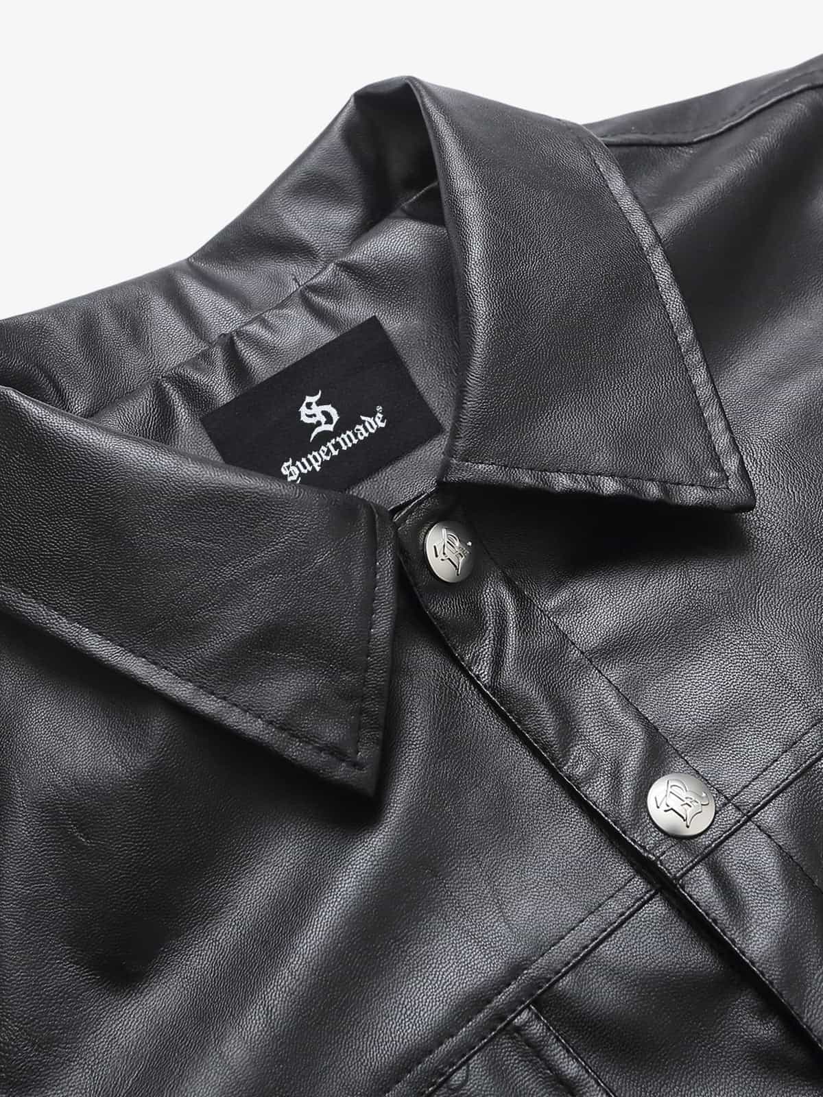 Snakeskin Patchwork Cropped Workwear Jacket
