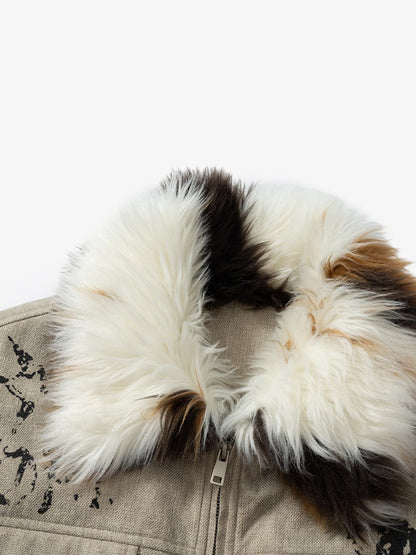 Winter-Ready Corduroy Jacket with Faux Fur Trim for Men 