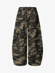 Camouflage Wide-Leg Pants with Red Stripes and Embroidery for Casual Wear 