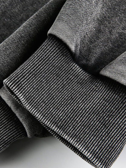 Retro Distressed Fun Text Print Zip-Up Hoodie 