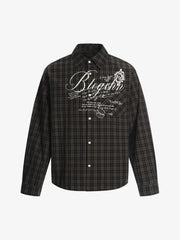 Street Print Lettering Plaid Long-Sleeve Shirt 