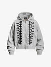 Napoleon Cord Embroidery Boxy Zip-Up Hoodie