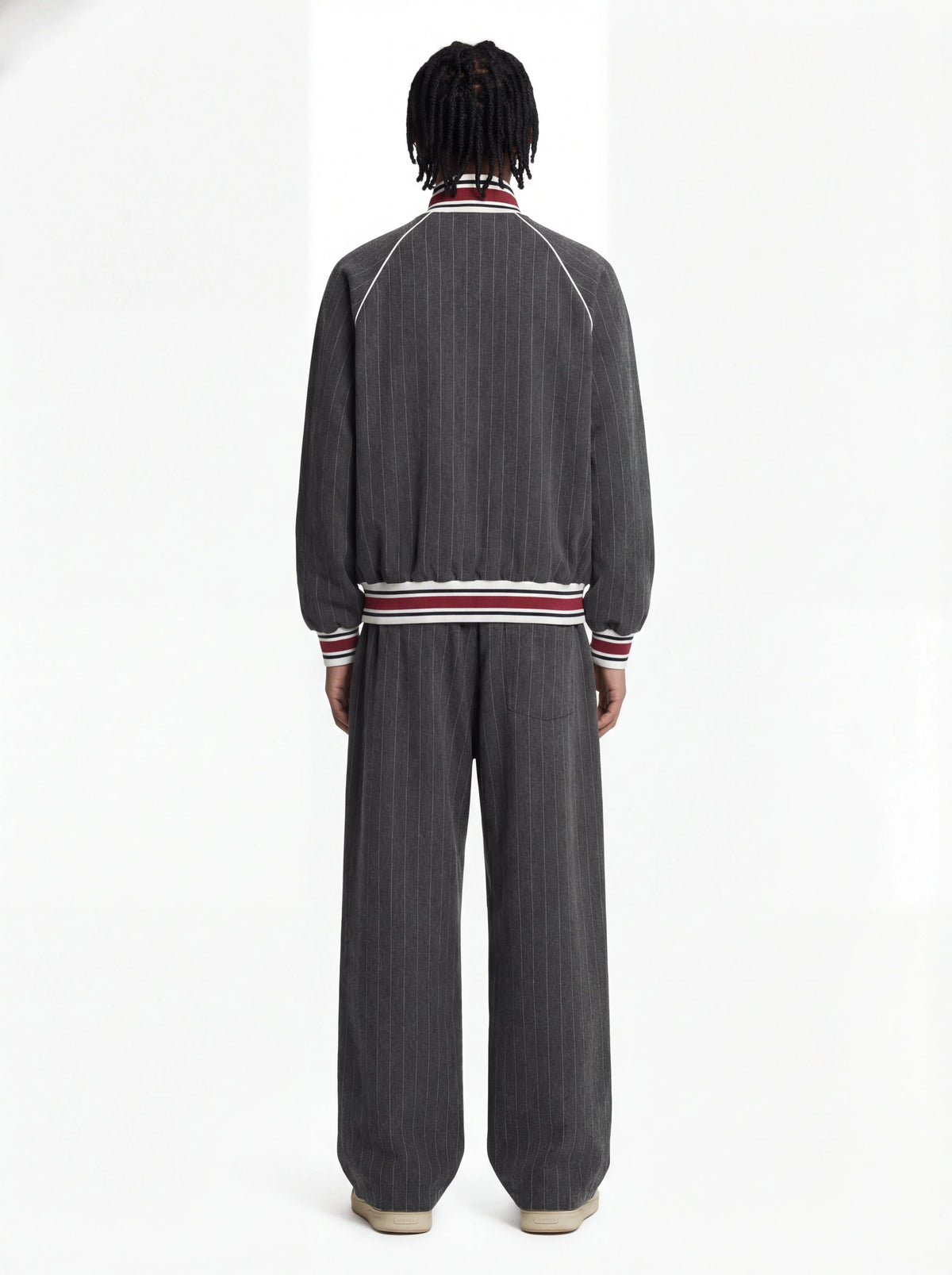 Retro Color-Blocked Striped Stand-Collar Tracksuit 