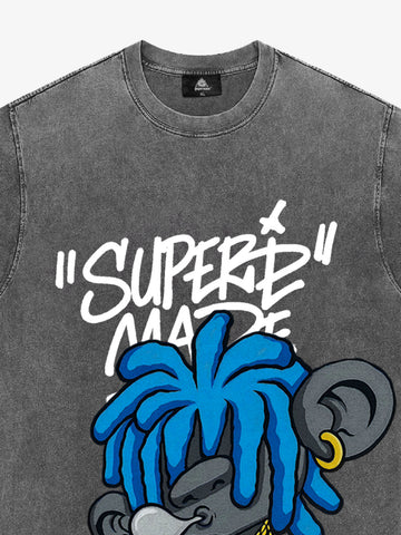 Thesupermade Graffiti Trend Blue Dreadlock Boy T-Shirt 
