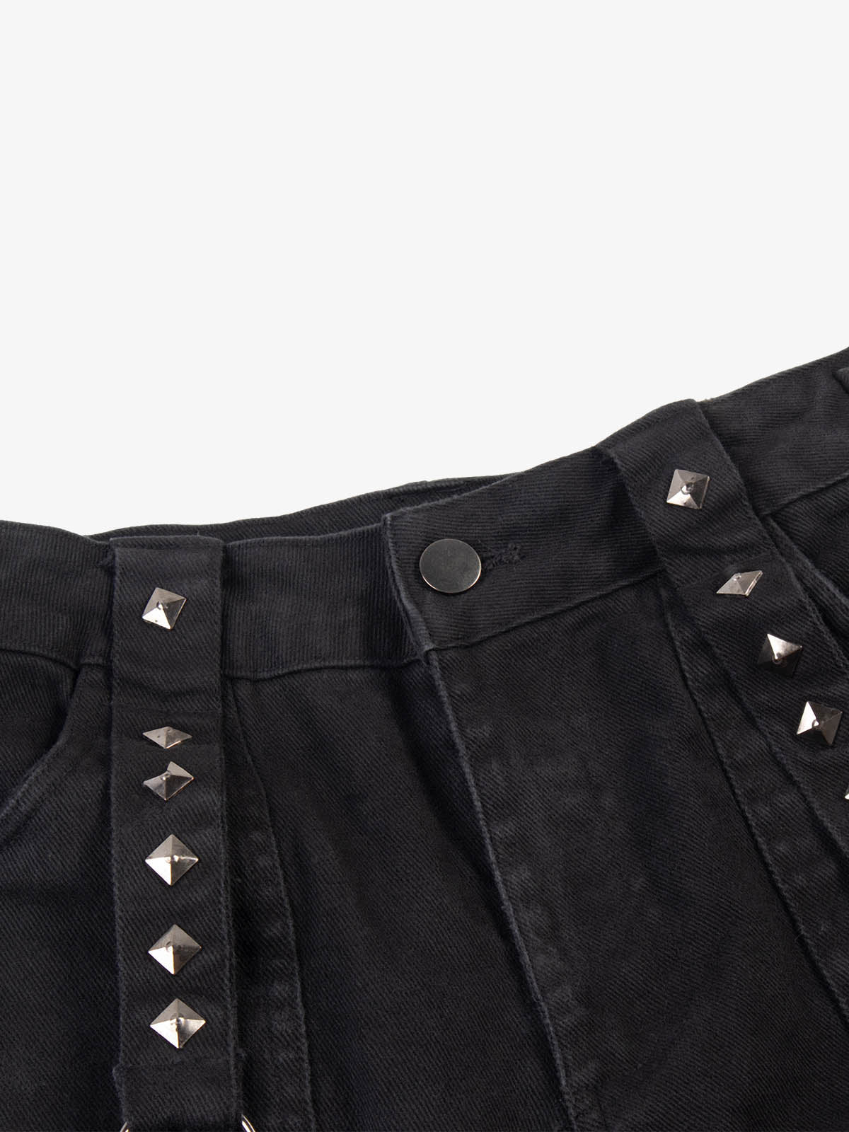 Studded Flared-Hem Utility Jeans; Black / S, Black / M, Black / L