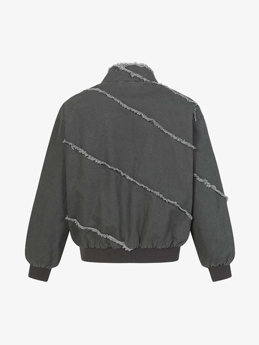 Deconstructed Patchwork Frayed Washed Jacket