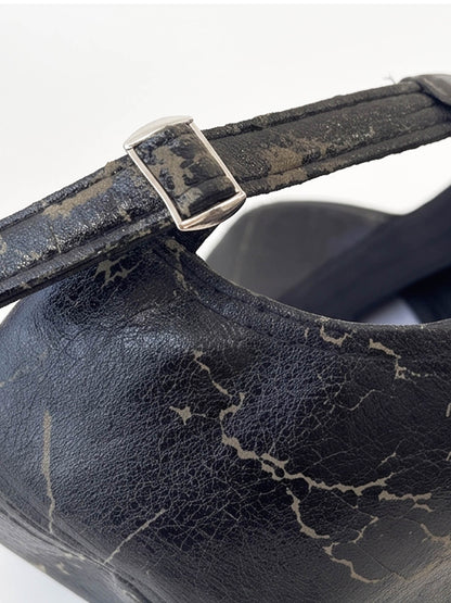 Distressed Studded Dog-Ear Faux Leather Cap