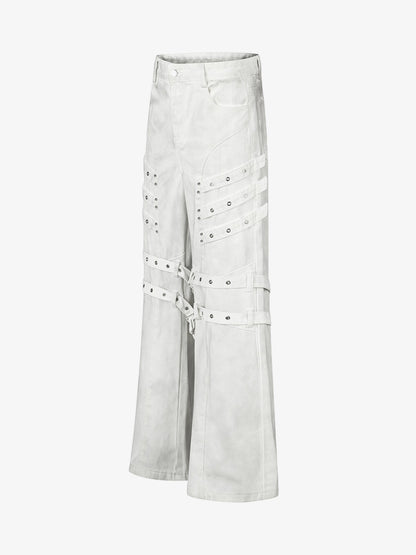 Inkjet Graphic Cutout Ring-Strap Jeans