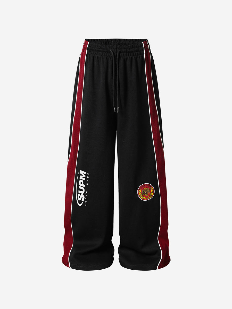 Color Block Embroidered Adjustable-Hem Sweatpants