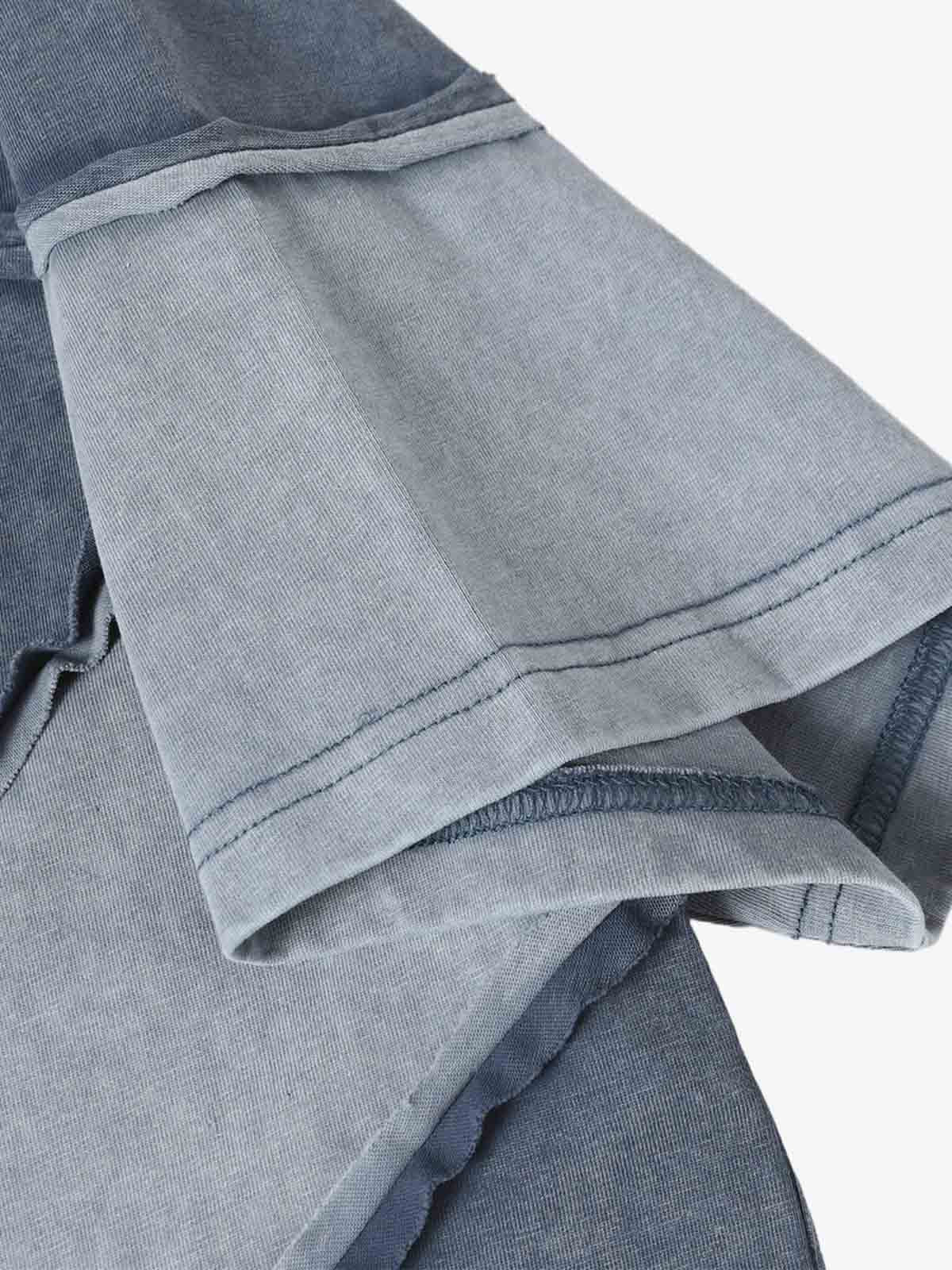 Cotton Blend Oversized Panel T-Shirt with Asymmetric Design and Contrast Stitching 