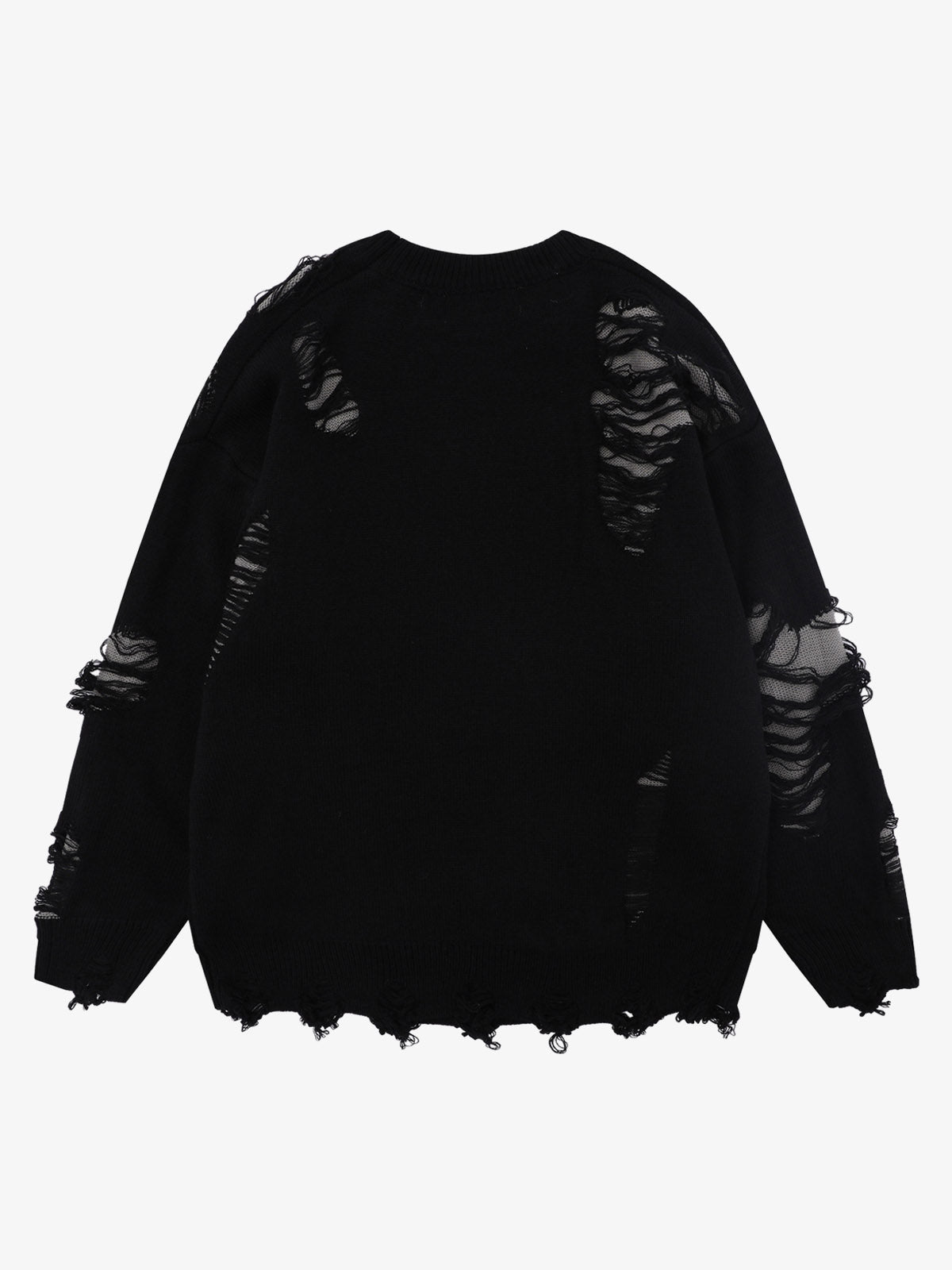 High Street Ripped Raw Edge Knitted Letter Jacquard Sweater 