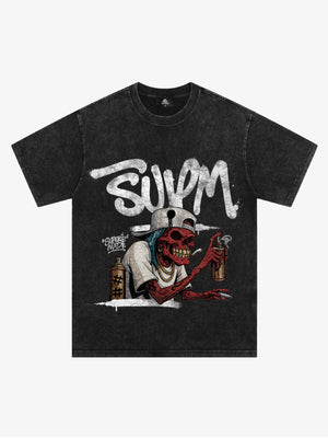 Thesupermade Trendy Skull Graffiti Master T-shirt 
