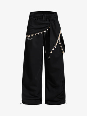Stylish Wide-Leg Pants with Unique Waist Detailing for Women 