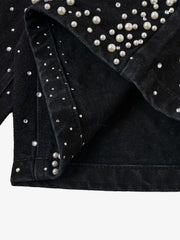 Pantaloncini di jeans ricamati con perle