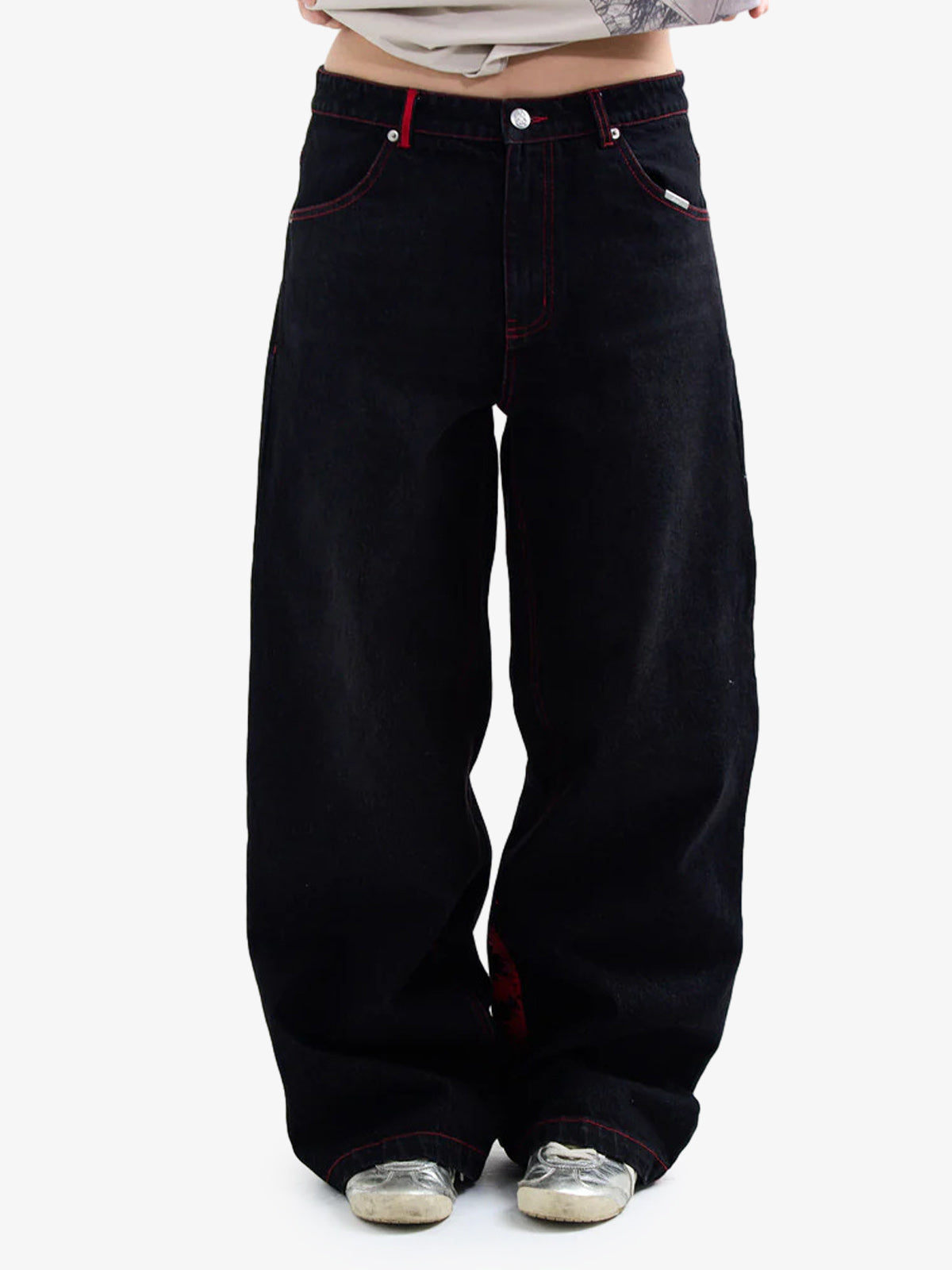 American Retro Red Maple Leaf Heavy-duty Jeans