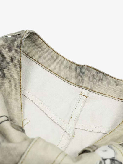 Distressed Denim Shorts with Chain Detail and Embellishments 