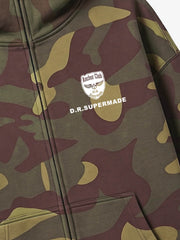 Camo Skull Graphic Zip Hoodie & Wide-Leg Sweatpants Set