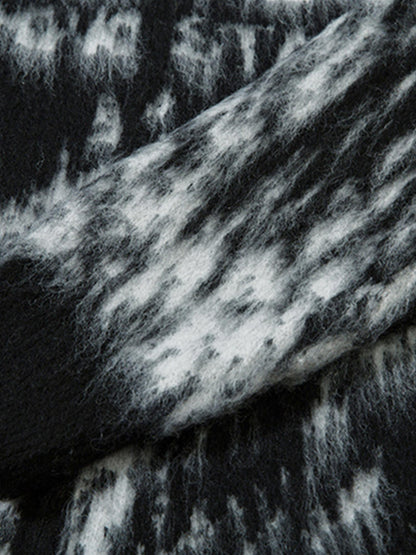 Thesupermade Star Mohair Fuzzy Hooded Zip Up Sweater 