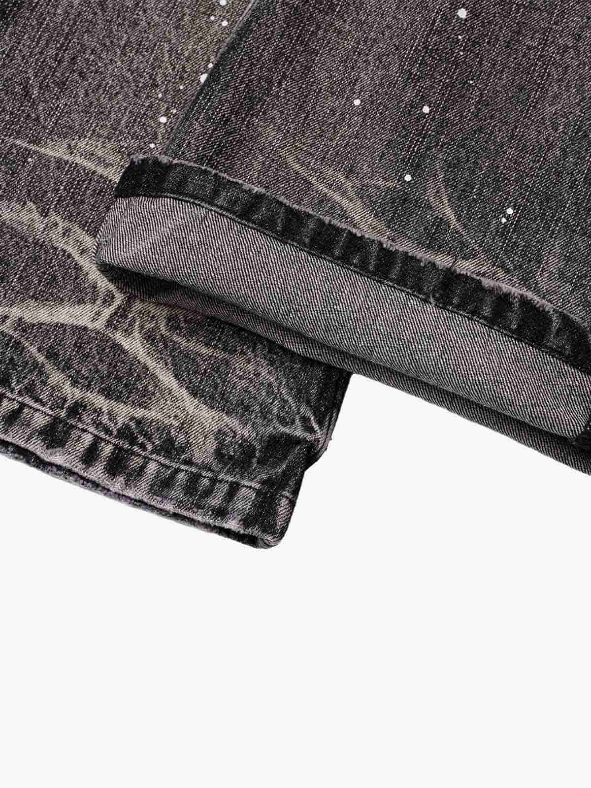 Whiskering Paint Splatter Bootcut Jeans