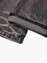 Whiskering Paint Splatter Bootcut Jeans