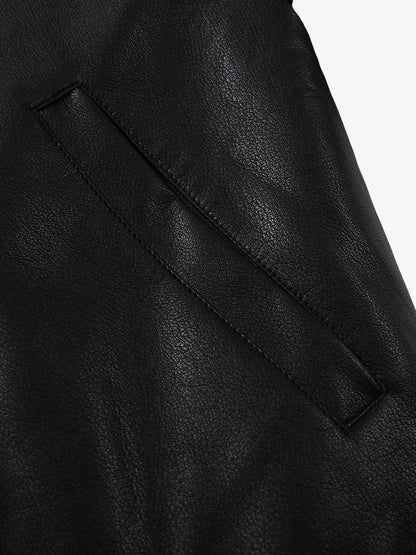 Stylish Black Leather Jacket with Zipper Detail for Modern Fashionistas 