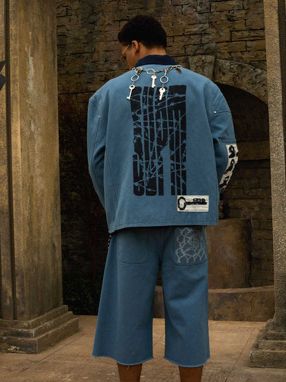 Supermade Multi-Element Appliqué Patchwork Denim Suit 