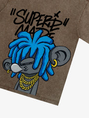 Thesupermade Graffiti Trend Blue Dreadlock Boy T-Shirt 