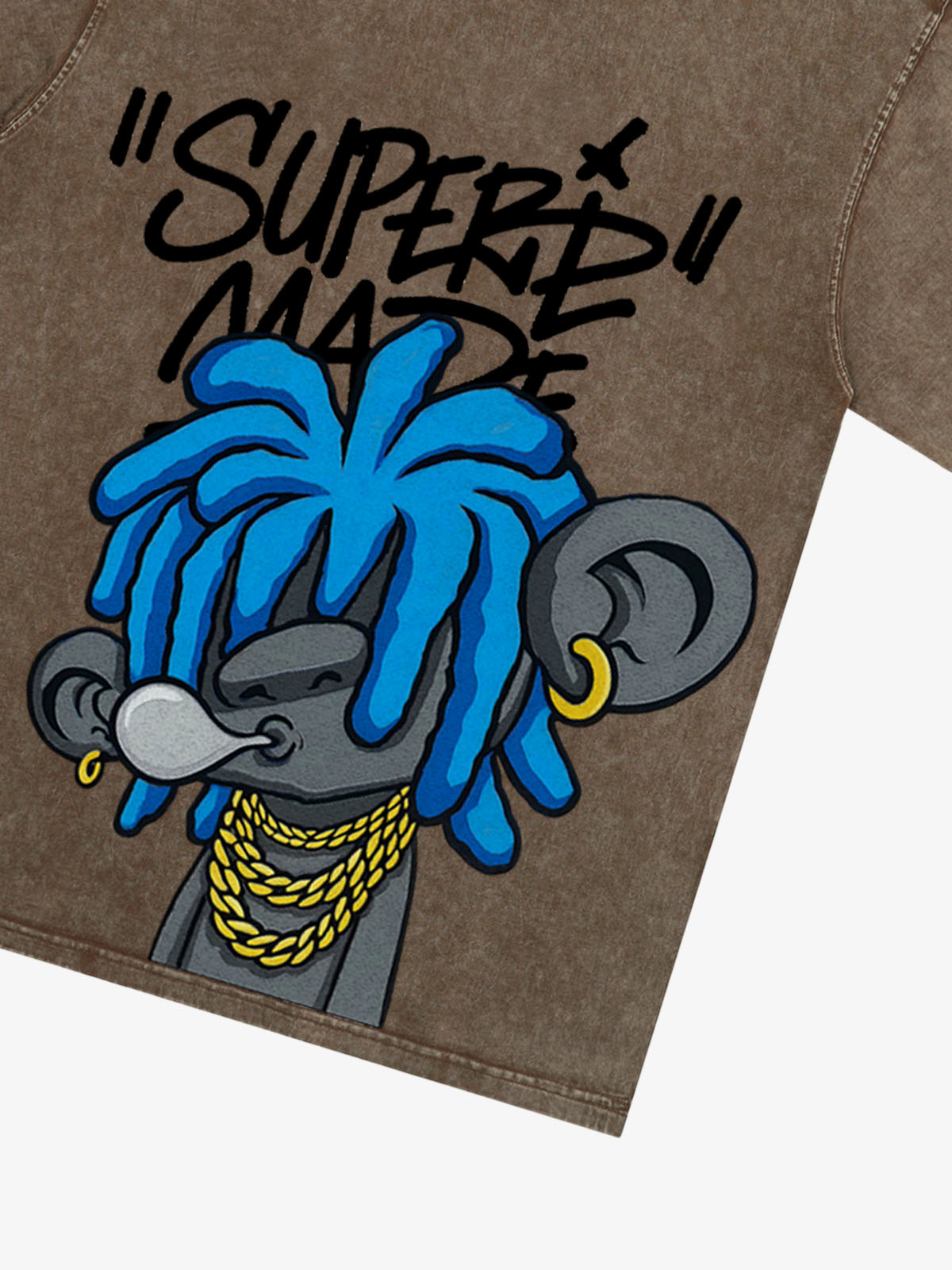 Thesupermade Graffiti Trend Blue Dreadlock Boy T-shirt 