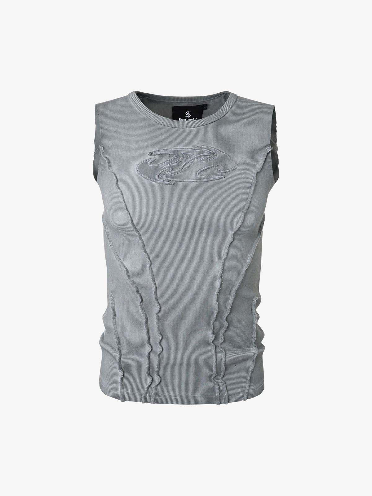 Exposed Seams Washed Knit Vest