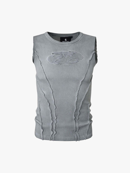 Exposed Seams Washed Knit Vest