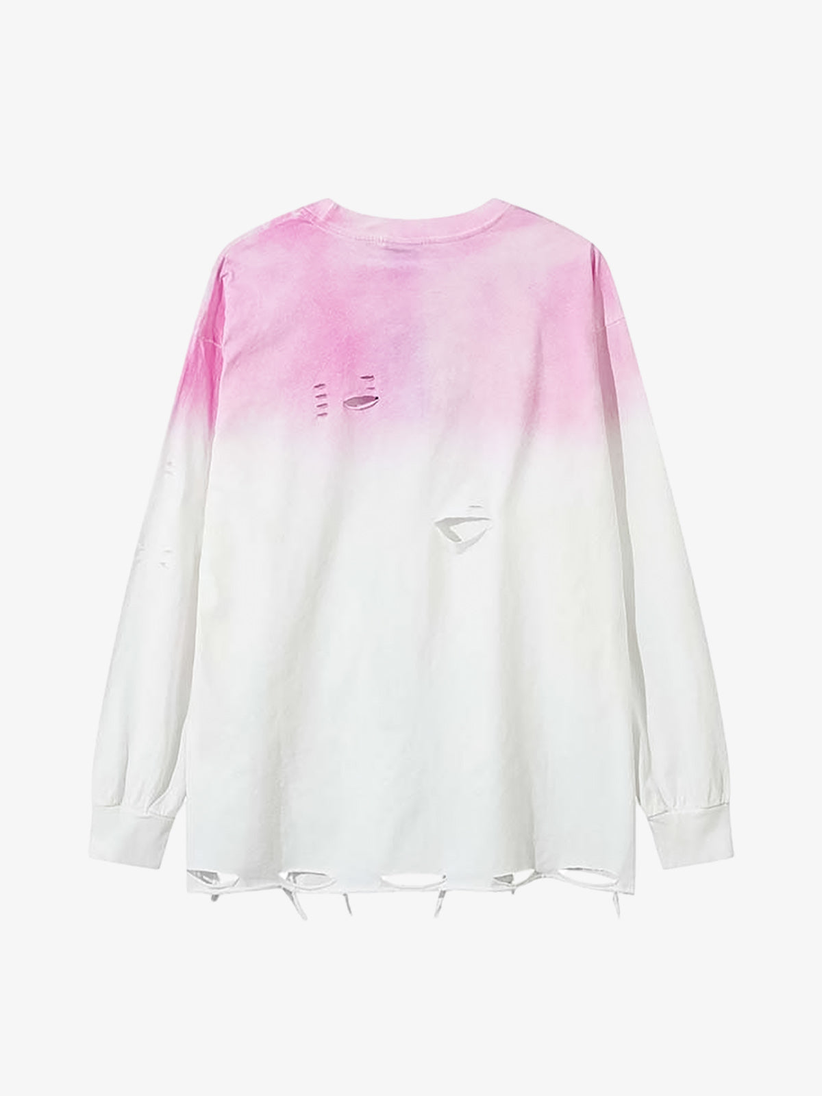 Gradient Hole Contrast Color Long Sleeve T-shirt 