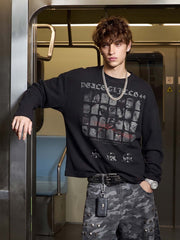 Anti-War Graphic Beaded Waffle Long Sleeve Tee