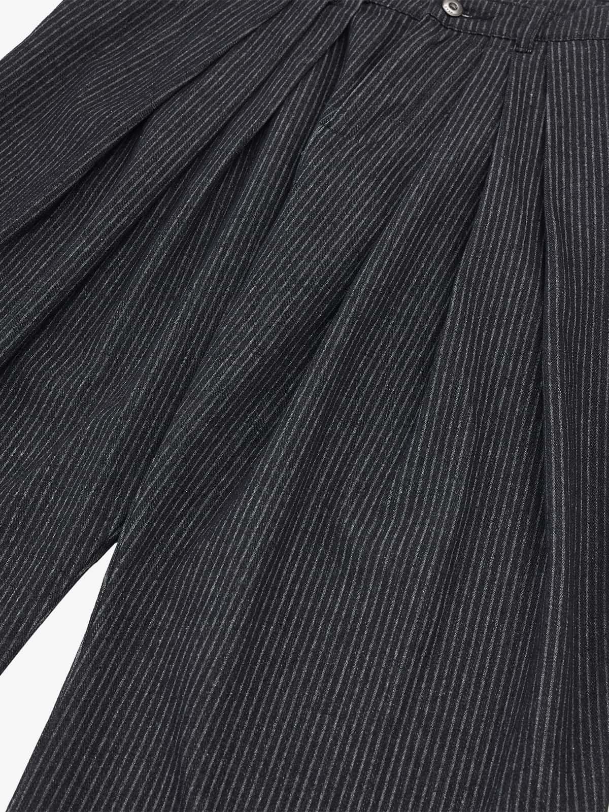 Vintage Pinstripe Pleated Wide-Leg Barrel Pants 