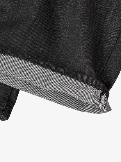 Schwarze Jeans mit weitem Bein – Hochgeschnittene, locker sitzende Baumwolljeans
