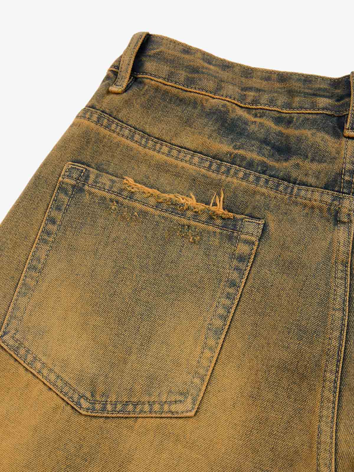 Ripped Denim Shorts for Men - Distressed Washed Cotton Jean Shorts with Frayed Holes and Relaxed Fit 