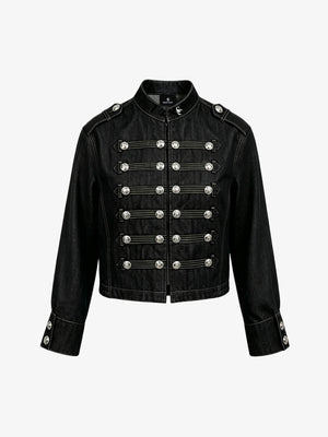 Vintage Militär-Jeansjacke mit silbernen Knöpfen