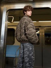 Camouflage All-Over Print Padded Bomber Coats