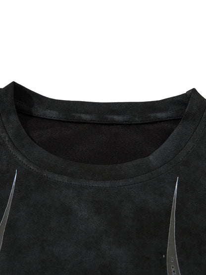 Oversized Graphic Suede Print T-Shirt 
