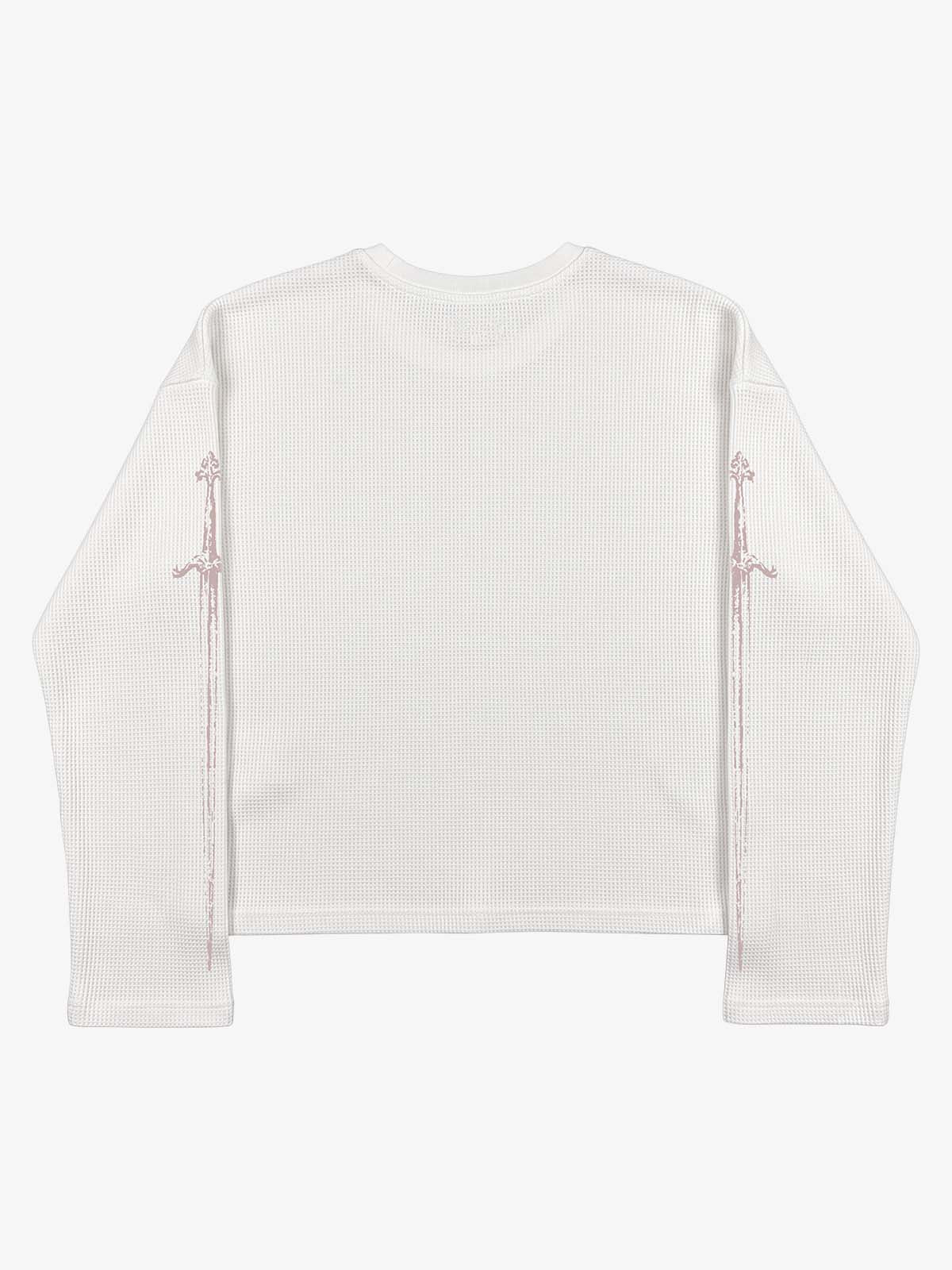 Fangs Graphic Waffle Boxy Long Sleeve Top