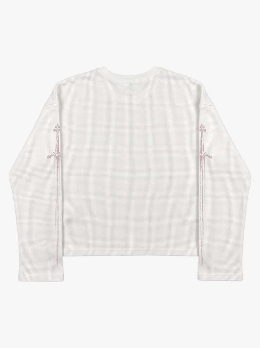 Fangs Graphic Waffle Boxy Long Sleeve Top