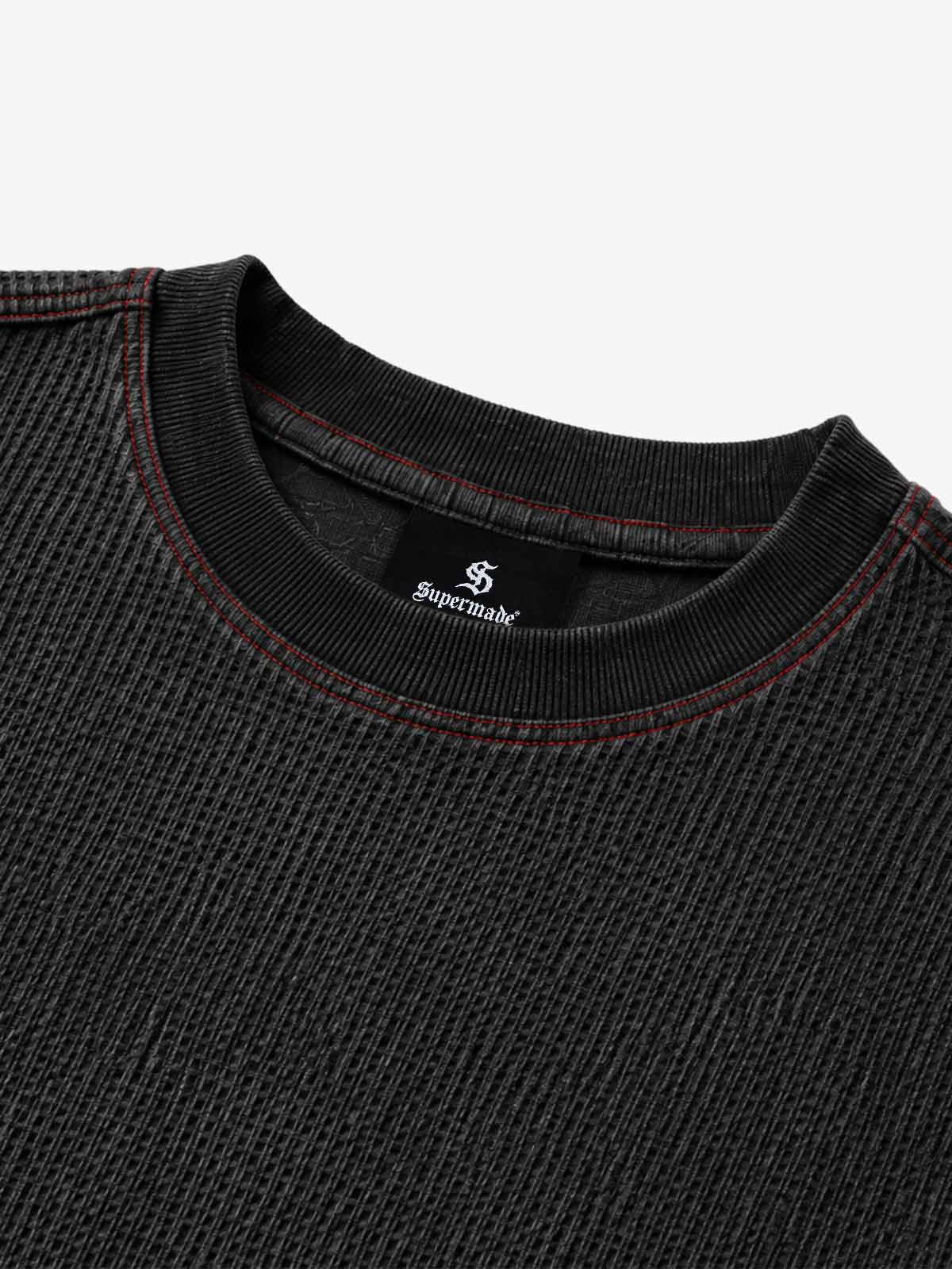 Gear Graphic Color Block Washed Waffle Long Sleeve Tee