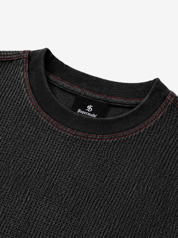 Gear Graphic Color Block Washed Waffle Long Sleeve Tee