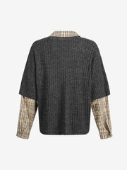 Graffiti Bear Graphic Striped Layered Long Sleeve Tee