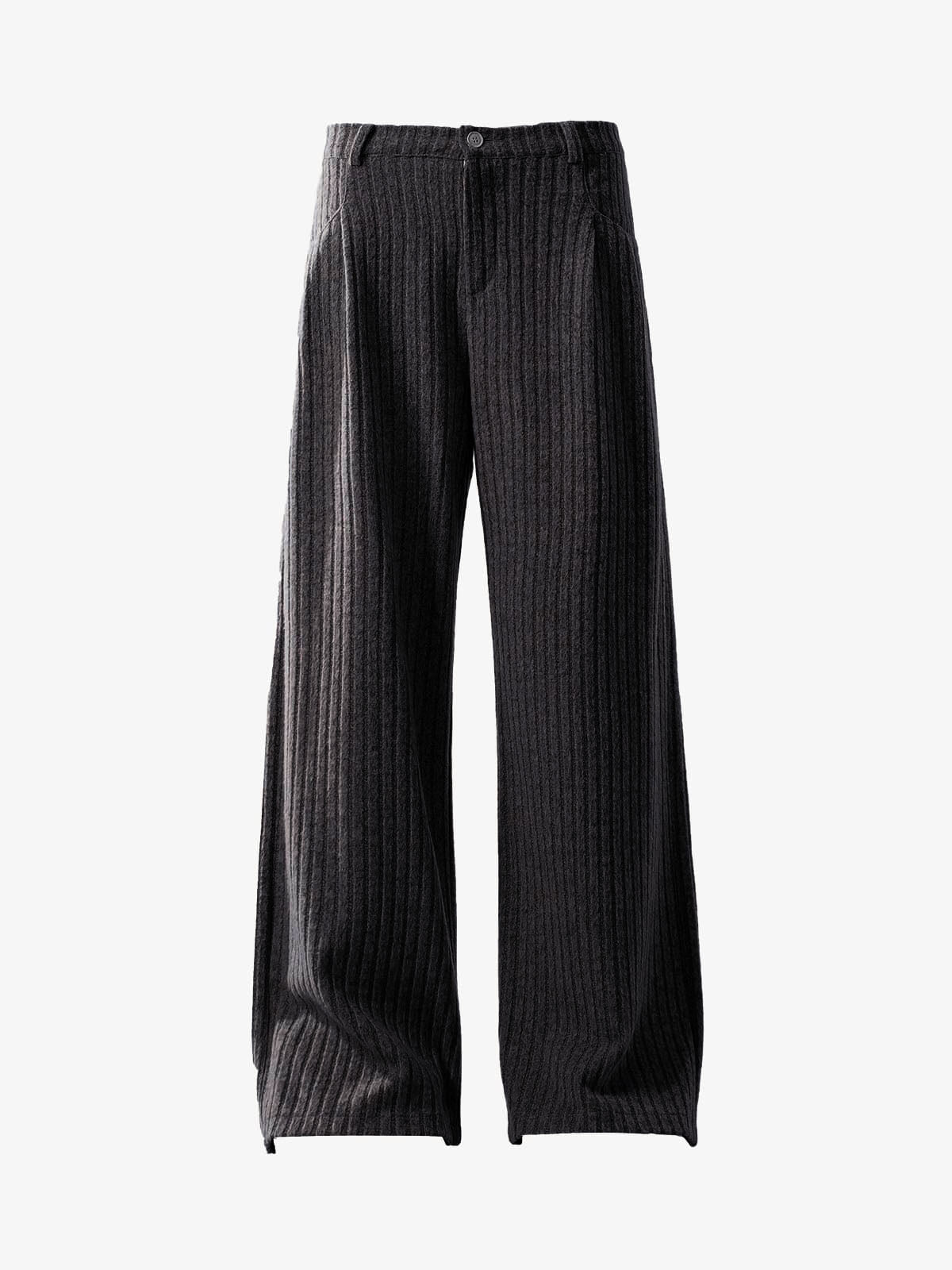 Retro Wool Blend Pleated Baggy Trousers 