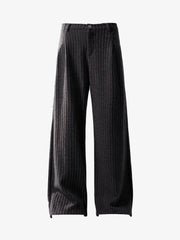 Retro Wool Blend Pleated Baggy Trousers 