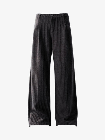 Retro Wool Blend Pleated Baggy Trousers 