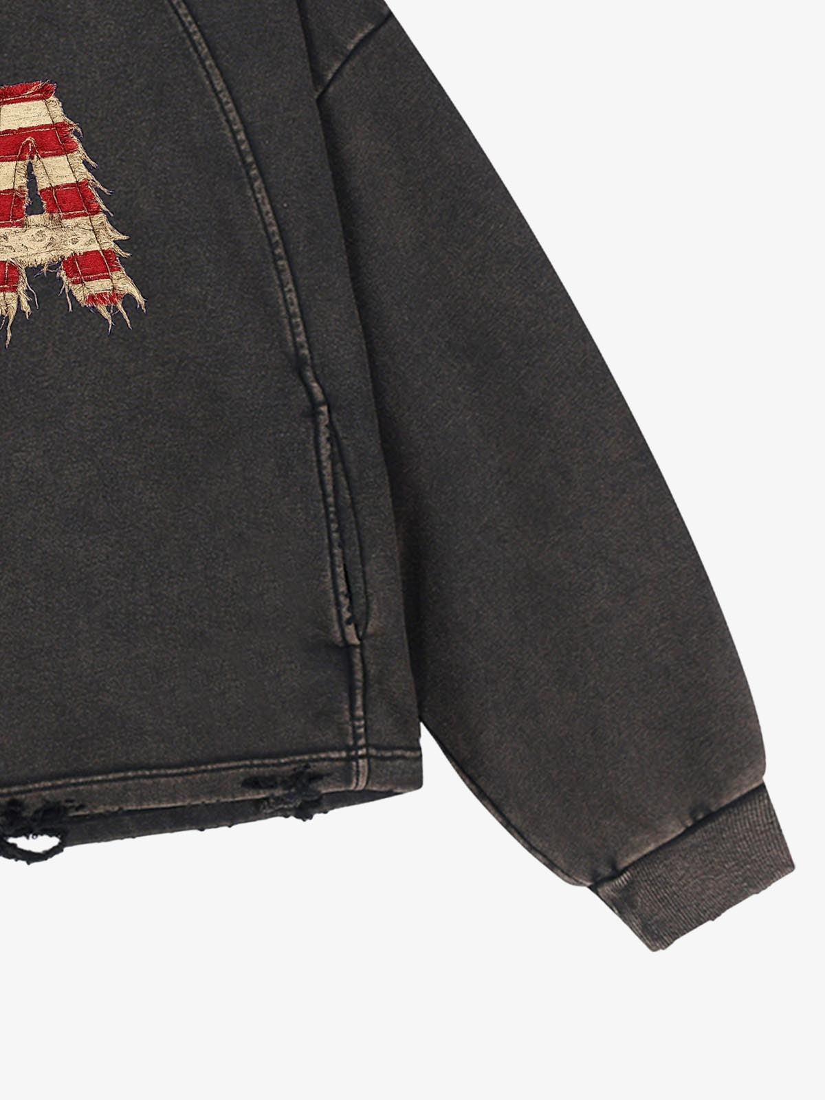 Patchwork-Grafik-Sweatshirt, gewaschen, kurz geschnitten